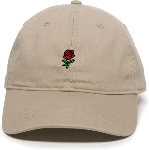 Rose Baseball Cap Embroidered Cotton Adjustable Dad Hat