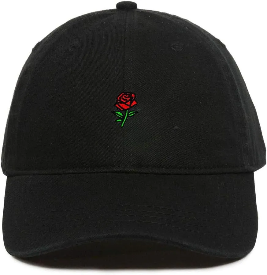 Rose Baseball Cap Embroidered Cotton Adjustable Dad Hat