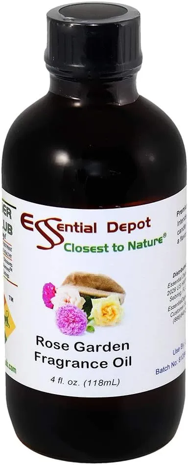 Rose Garden Fragrance Oil - 4 oz - Supplied in 4 oz. Amber Glass Bottle with Black Phenolic Cone Lined and Safety Sealed Cap