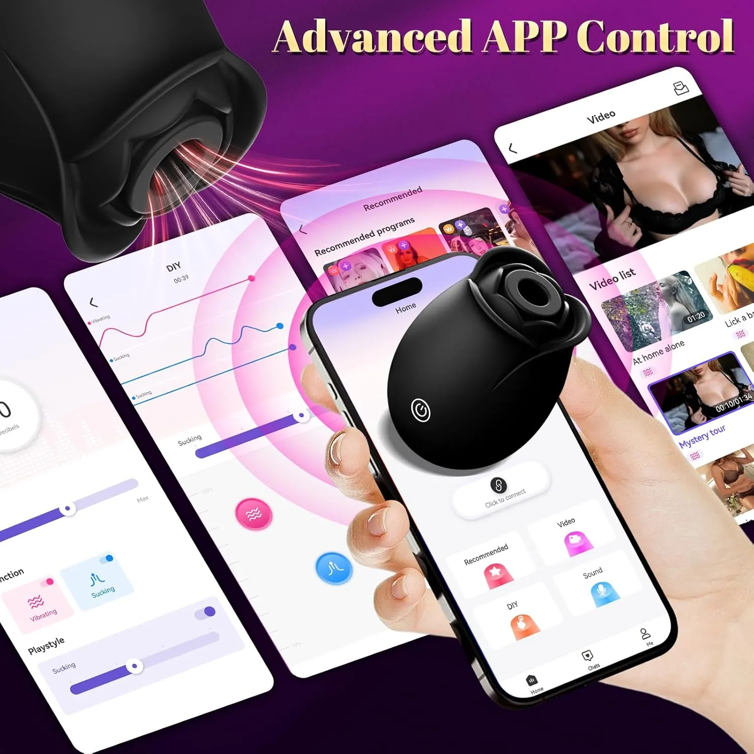 Rose Sex Toy Adult Toys - APP Control Rose Vibrator for Women Sex Toys with 5 Sucking & Vibrating Modes, G Spot Vibrator Adult Sex Toys, Womens Clitoral Nipple Sucker Vibrators for Woman Couples