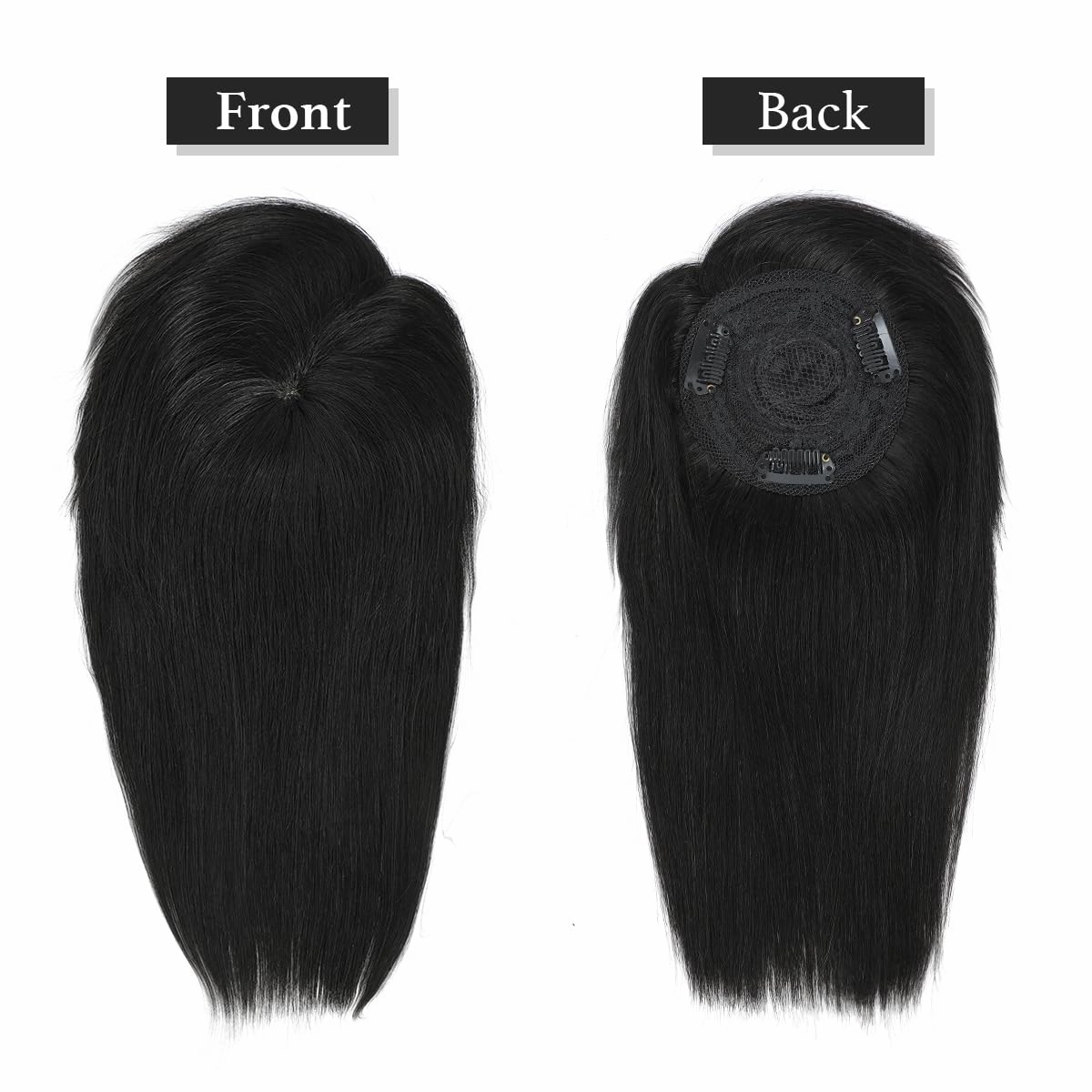 Rose bud Hair Toppers for Women Real HumanHair 16 Inch Natural Black 3D Cover Clip in Hair Pieces with Thinning Hair