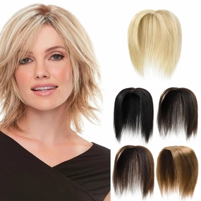 Rose bud Hair Toppers for Women Real HumanHair 16 Inch Natural Black 3D Cover Clip in Hair Pieces with Thinning Hair