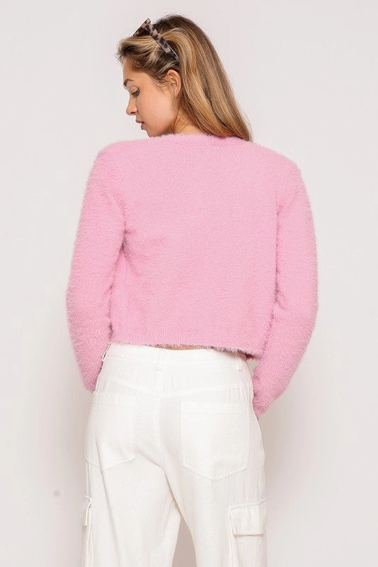 Rose Luxe Fuzzy Cardigan Set