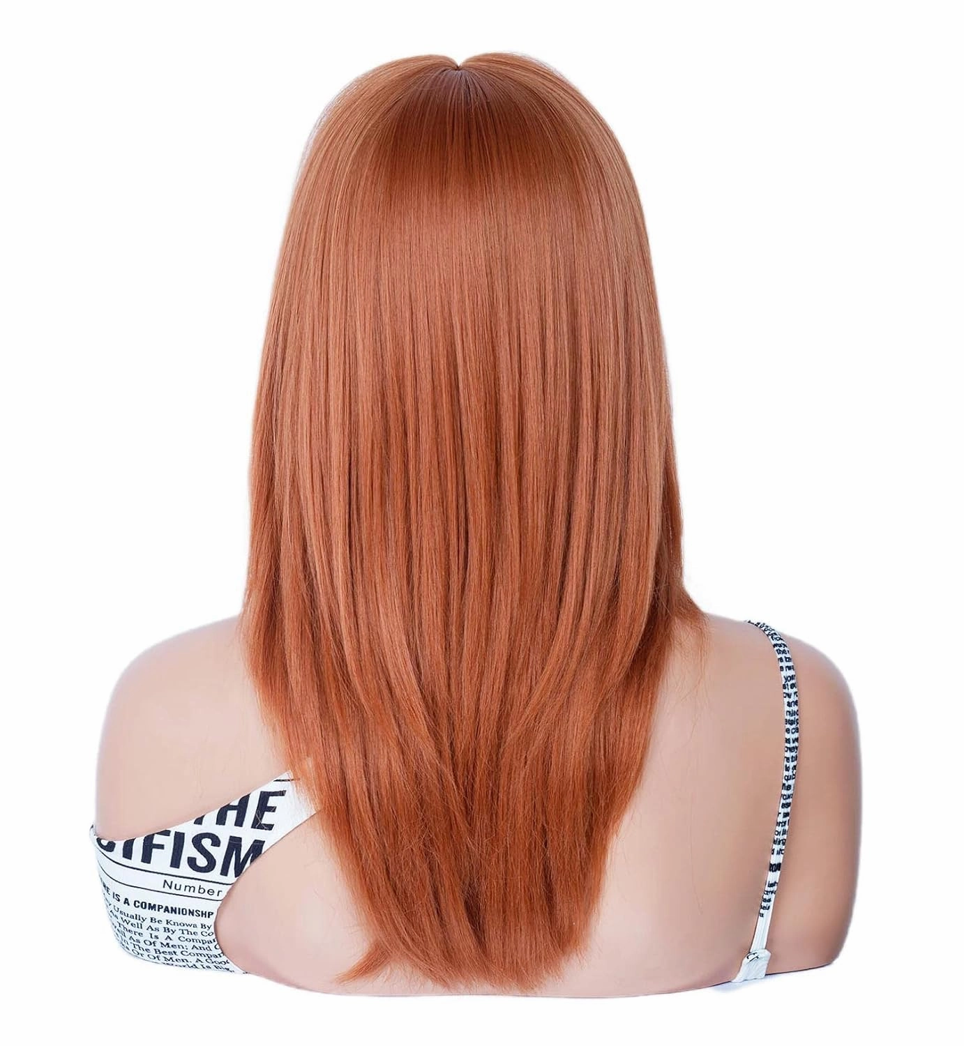 Rugelyss Long Auburn Wig with Bangs Layered Curly Copper Red Wigs for Women Natural Ginger Synthetic Wigs for Daily Use