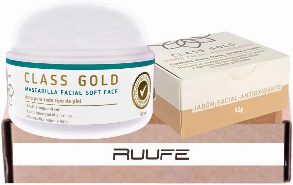 RUUFE Class gold cosmetics (2 pack) class gold mascarilla facial soft face class gold jabon facial class productos class gold