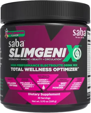 Saba SlimGenix IQ | 4-in-1 Optimizing Drink Mix | Berry Lemonade Flavor | Hydration   Immune Support   Circulation   Beauty | 30 Servings |