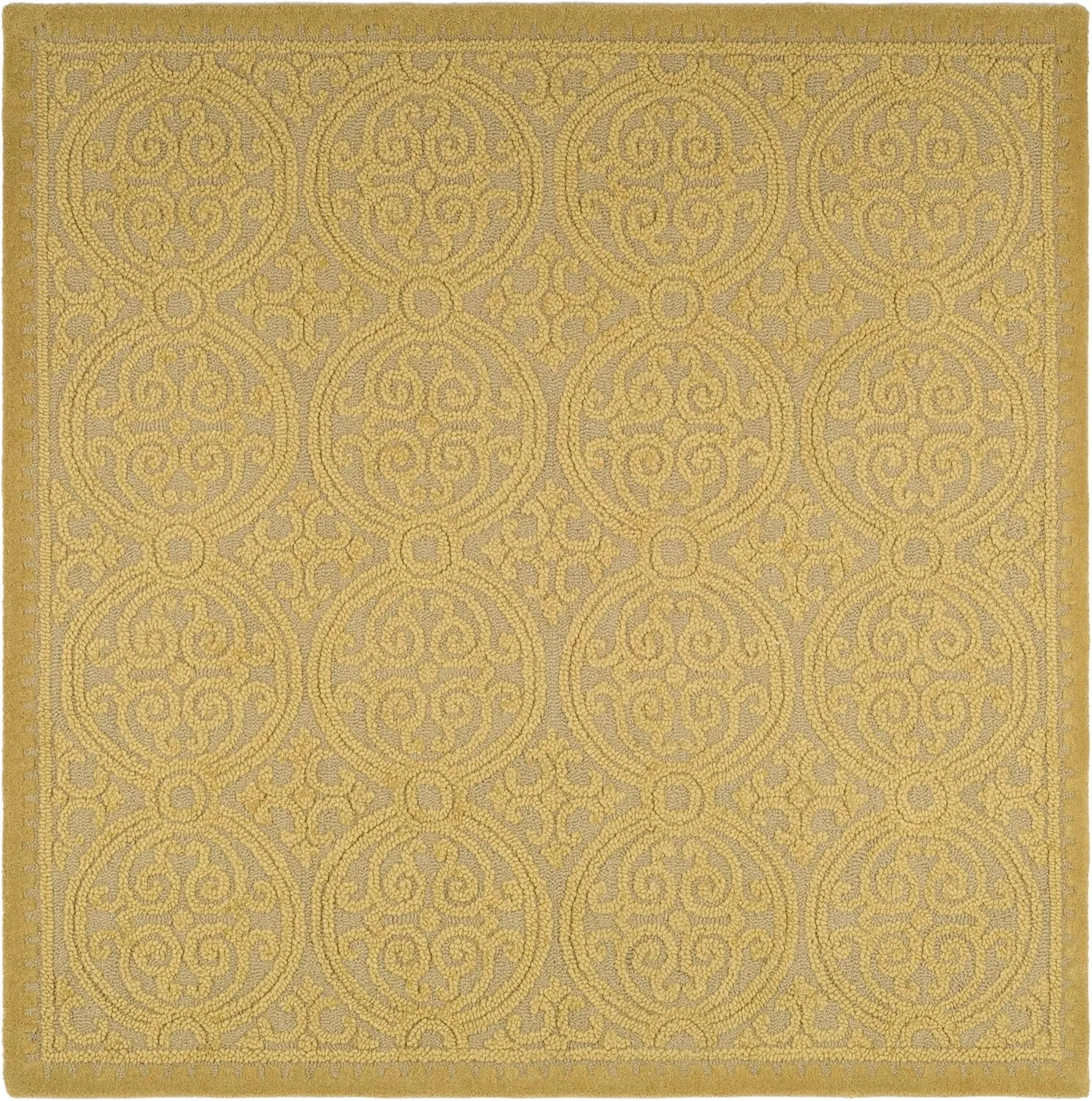 SAFAVIEH Cambridge Collection Area Rug - 8' Square, Light Gold & Dark Gold, Handmade Moroccan Wool, Ideal for High Traffic Areas in Living Room, Bedroom (CAM233A)