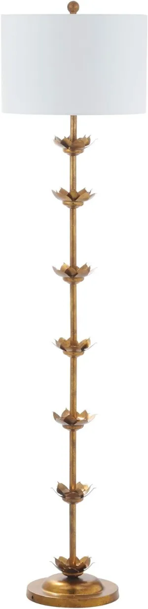 Safavieh FLL4003A Lighting Collection Landen Leaf 63.5" Antique Gold Floor Lamp, Metal
