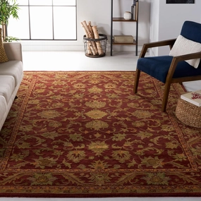 SAFAVIEH Antiquity Collection 7'6" x 9'6" Wine / Gold AT52B Handmade Traditional Oriental Premium Wool Area Rug