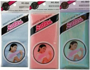 Salux Beauty Skin Bath Wash Cloth/Towel (3) Turquoise Blue, Peach Pink and Aquamarine Green