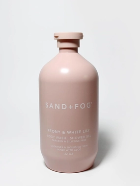 Sand & Fog, Women's Premium Body Wash/Shower Gel, Scent: PEONY & WHITE LILY (Paraben and Silicone Free) Cleans and Nourishes Skin, made with Aloe - 32oz