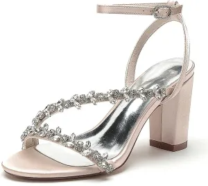 Sandals for Women Dressy Summer Peep Toe Buckle High Heels Pumps Shoes Fashion Sandal Sexy Open Toe Dress Sandals