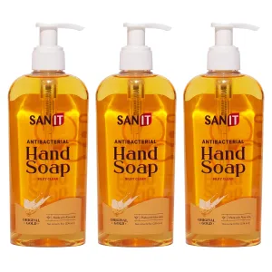 Sanit Silky Clean Antibacterial Liquid Gel Aromatic Hand Soap - Advanced Formula with Coconut Oil and Aloe Vera - Natural Moisturizing Hand Wash - Made in USA, Original Gold, 8 oz, 3 Pack