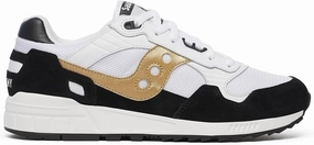 Saucony Unisex Shadow 5000 Sneaker, White/Black/Gold, 10 US Men