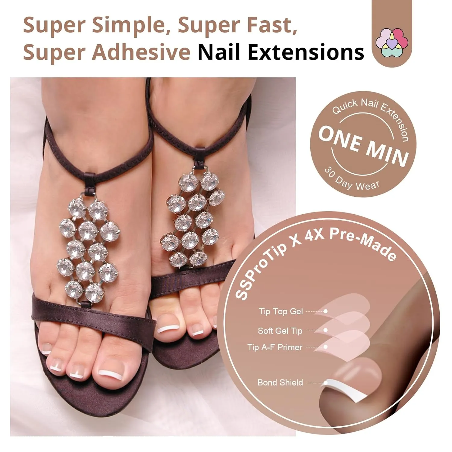 SAVILAND Gel Toe Nail Kit: 18 Sizes Nude Women's Press-On Toenails with Drill, 216 Nude Gel Toe Nail Tips, U V Lamp and Nail Glue Gels, Bond Adhesive & Pedicure Tools for Manicure Gift