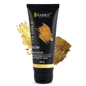 Scrub for Face 24K Gold, Cream for Pore Tightening, Boosts Glow and Radiance, Smoothens Texture, Contains Mulberry, Honey, Jojoba Oil, For Men and Women, All Skin Types, 100gms