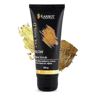 Scrub for Face 24K Gold, Cream for Pore Tightening, Boosts Glow and Radiance, Smoothens Texture, Contains Mulberry, Honey, Jojoba Oil, For Men and Women, All Skin Types, 100gms