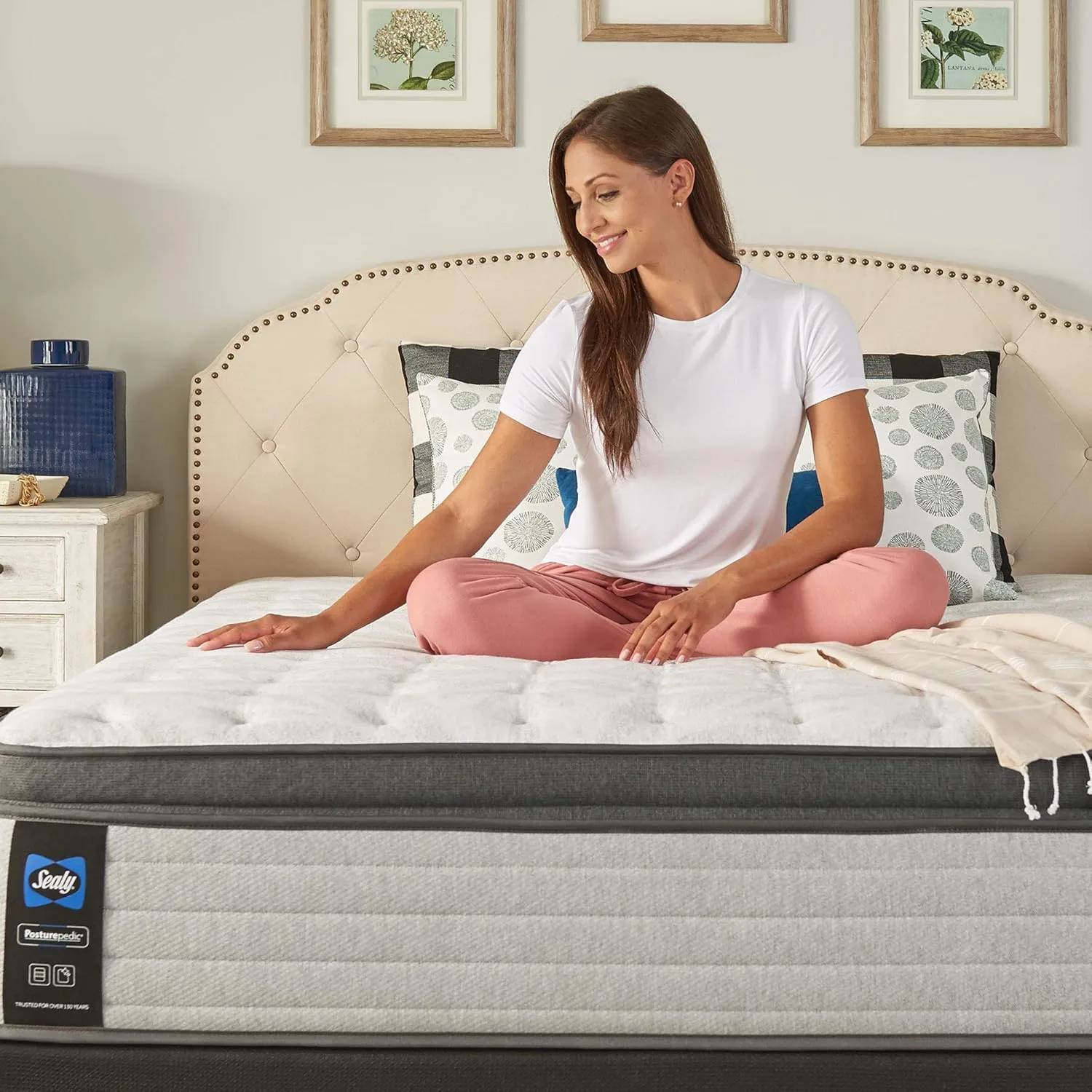 Sealy Posturepedic Spring Summer Rose Euro Pillowtop Soft Feel Mattress, Full