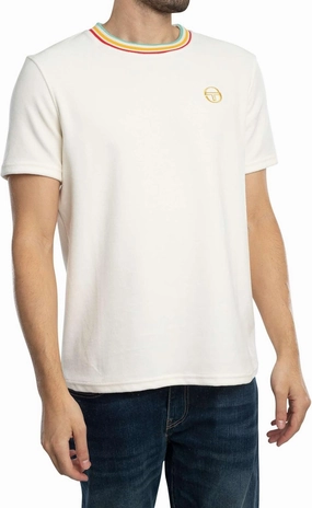 Sergio Tacchini Men's Slice Velour T-Shirt, Gardenia/Gold