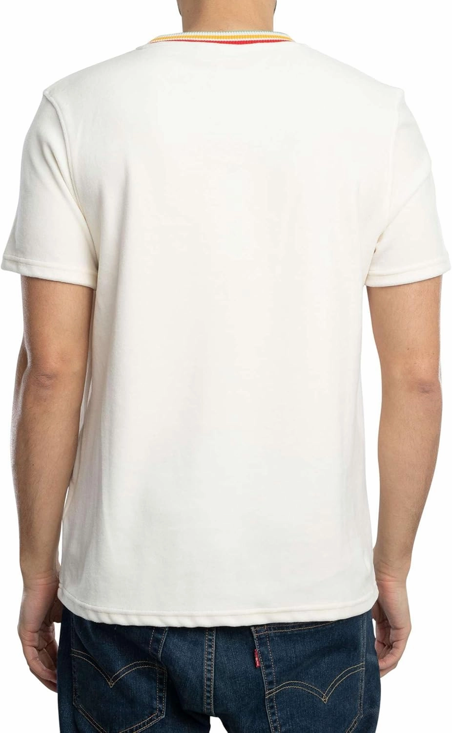 Sergio Tacchini Men's Slice Velour T-Shirt, Gardenia/Gold