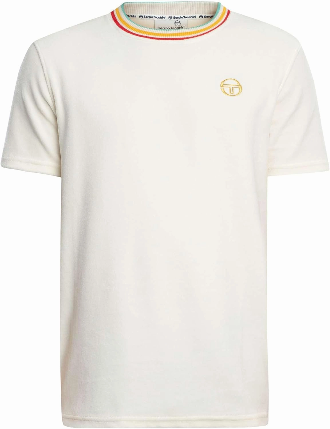 Sergio Tacchini Men's Slice Velour T-Shirt, Gardenia/Gold