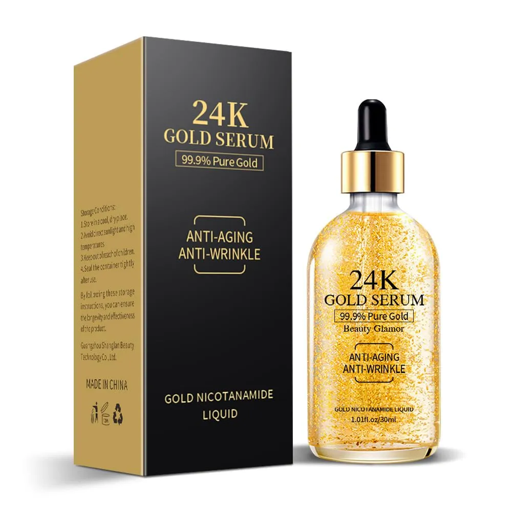 Serum with 24K Gold and Niacinamide, Hydrating and Anti-Aging Essence, 1.01 Fl Oz (Pack of 1)