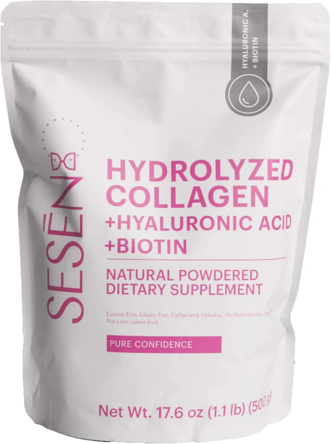 SESEN Hydrolyzed Collagen   Hyaluronic Acid   Biotin en polvo (Pink) Powder 17.6 oz