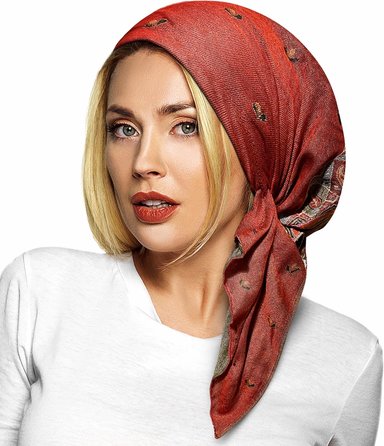 ShariRose Cashmere Headscarf Headwear for Women Tichel Super Soft Headcovering Head cover Head wear Pre tied Bandana Handmade