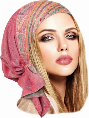 ShariRose Cashmere Headscarf Headwear for Women Tichel Super Soft Headcovering Head cover Head wear Pre tied Bandana Handmade