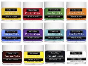 SHEBA NAILS Pro Art Dip Powder Collection Variety Kit - 12 colors - 1/4oz each