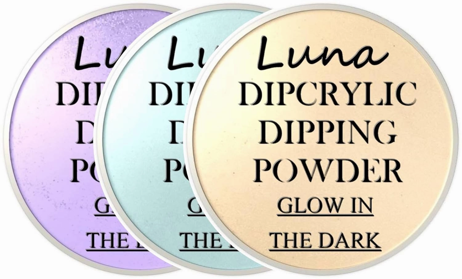 SHEBA NAILS Glow In The Dark Dipcrylic Dip Dipping Powder - 3 pc Trio Set Cosmos, Blue Moon, Star Gazer 1oz ea