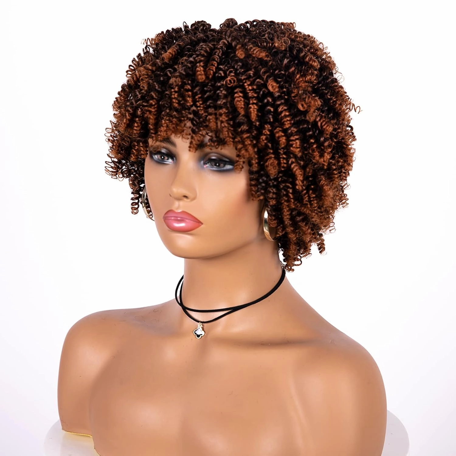 Short Afro Curly Wigs for Black Women, Soft Breatable Synthetic Curly Afro Wigs, Short Afro Wigs for Woman Cosplay Daily Party Use (1BT30)