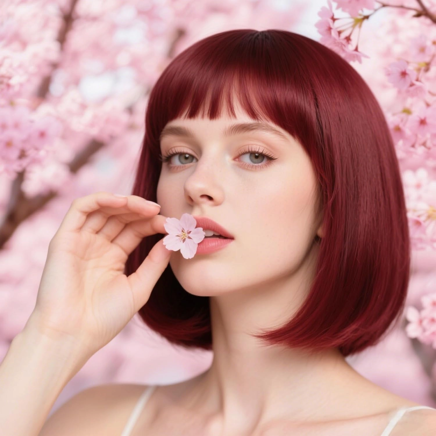 Short Red Bob Wig With Bangs -12 Inch Natural Fashion Bob Wigs for Women, Cute Colored Synthetic Wig for Daily Party Halloween (Red,Burgundy)