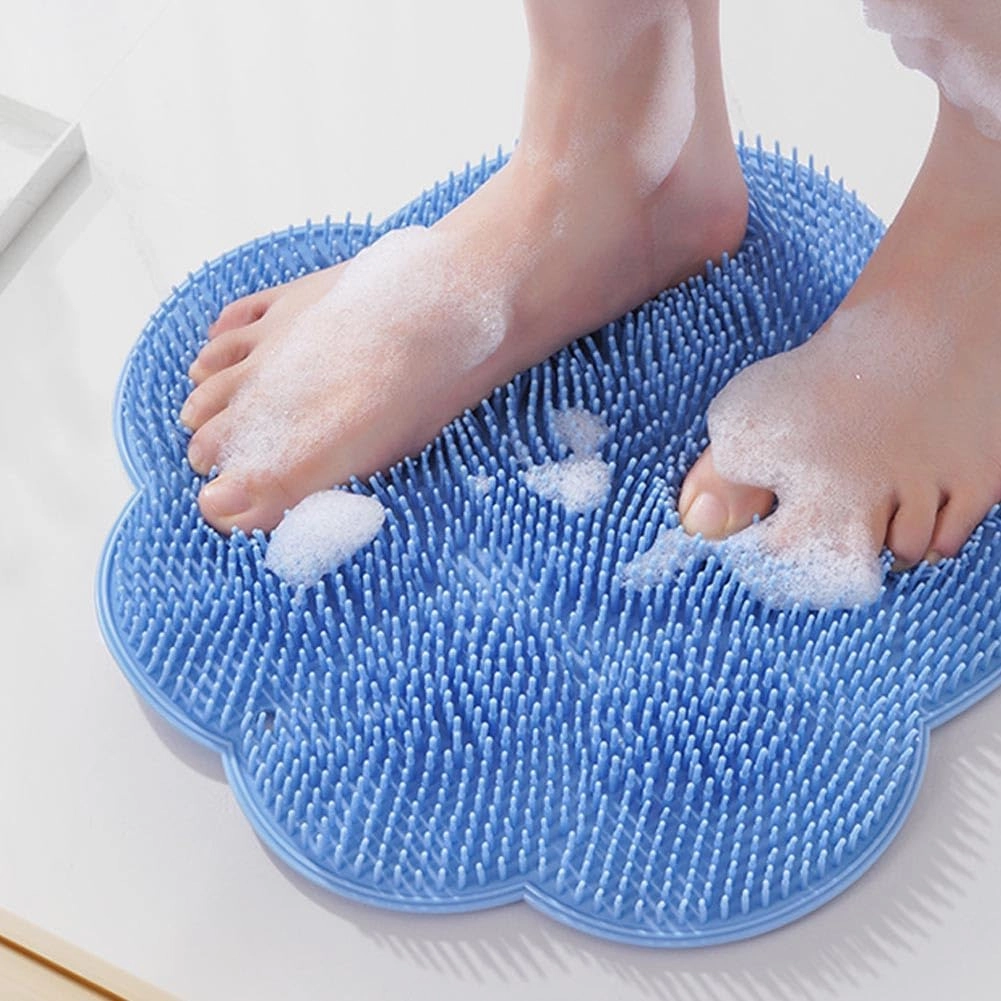 Shower Foot Scrubber Mat, Back Washer Exfoliating Bath Wash Pad, Wall Mounted Slip Suction Cups for Use in Cleaner Men and Women