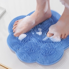 Shower Foot Scrubber Mat, Back Washer Exfoliating Bath Wash Pad, Wall Mounted Slip Suction Cups for Use in Cleaner Men and Women