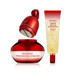 Shumage Gold Seal Lifting Cream Device & Shumage Gold Seal Wrapping Mask - Moisturizer Face Lift Cream, Hydrating & Tightening for Sagging Skin - Overnight Peel Off Mask - Radiant Glow Skin Set
