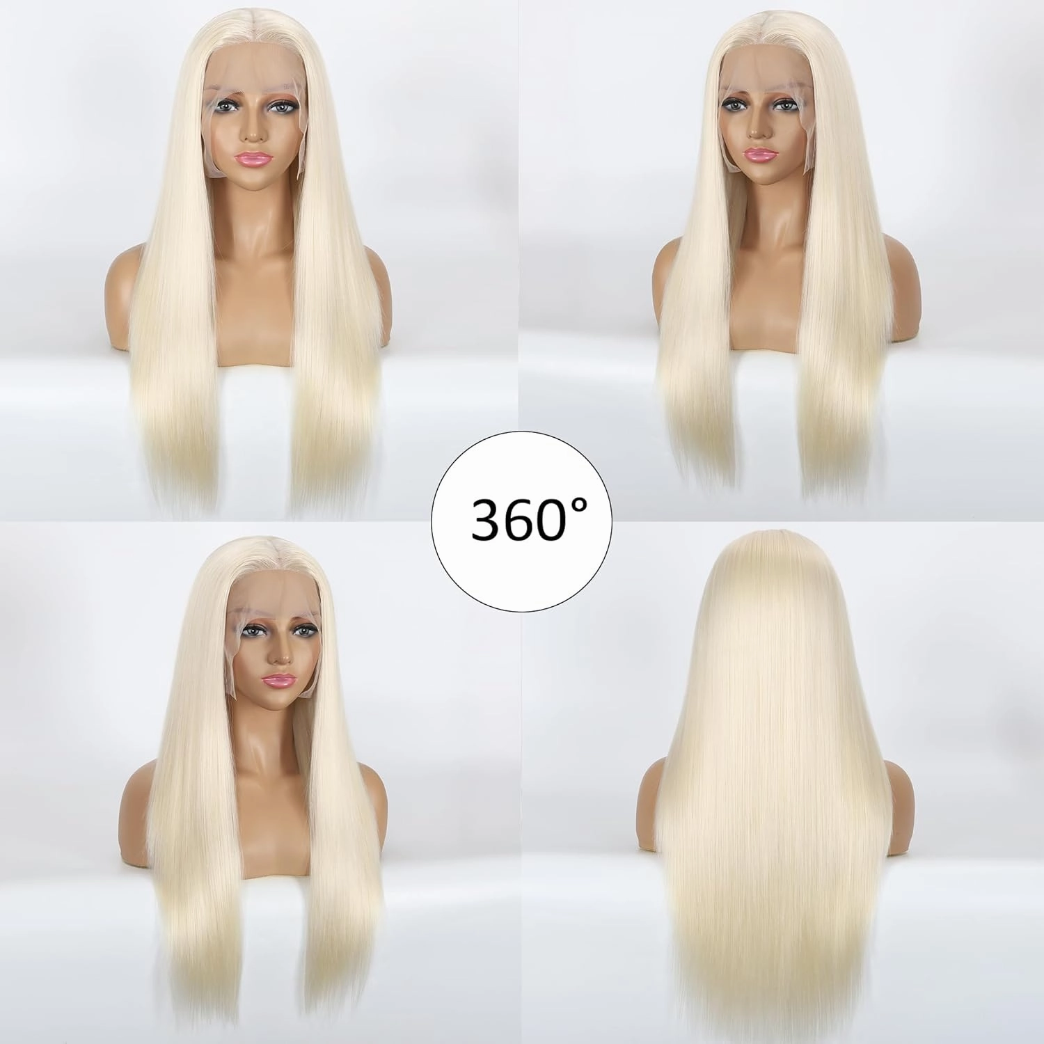 Sibeth 613 Blonde Synthetic Lace Front Wig 26 Inch Long Straight Wig T-Part Middle Part Natural Hairline Pre Plucked Glueless Wigs for Women Daily Party Use(613)