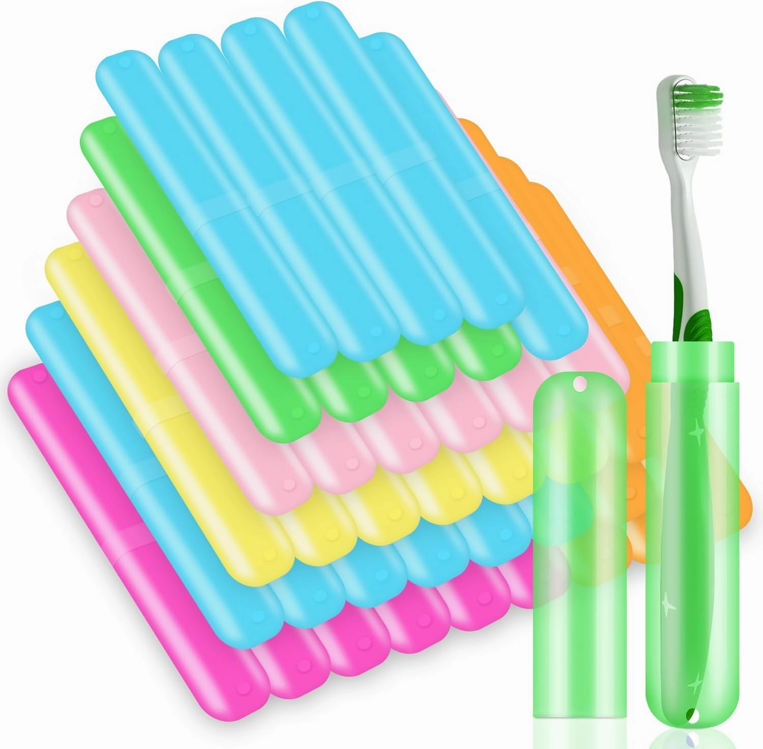 SIKEMAY 50 PCS Toothbrush Holder, Portable Plastic Dust Proof Breathable, Toothbrush Holder for Travel, Bathroom, Indoor, Outdoor, Trip, Camping, School