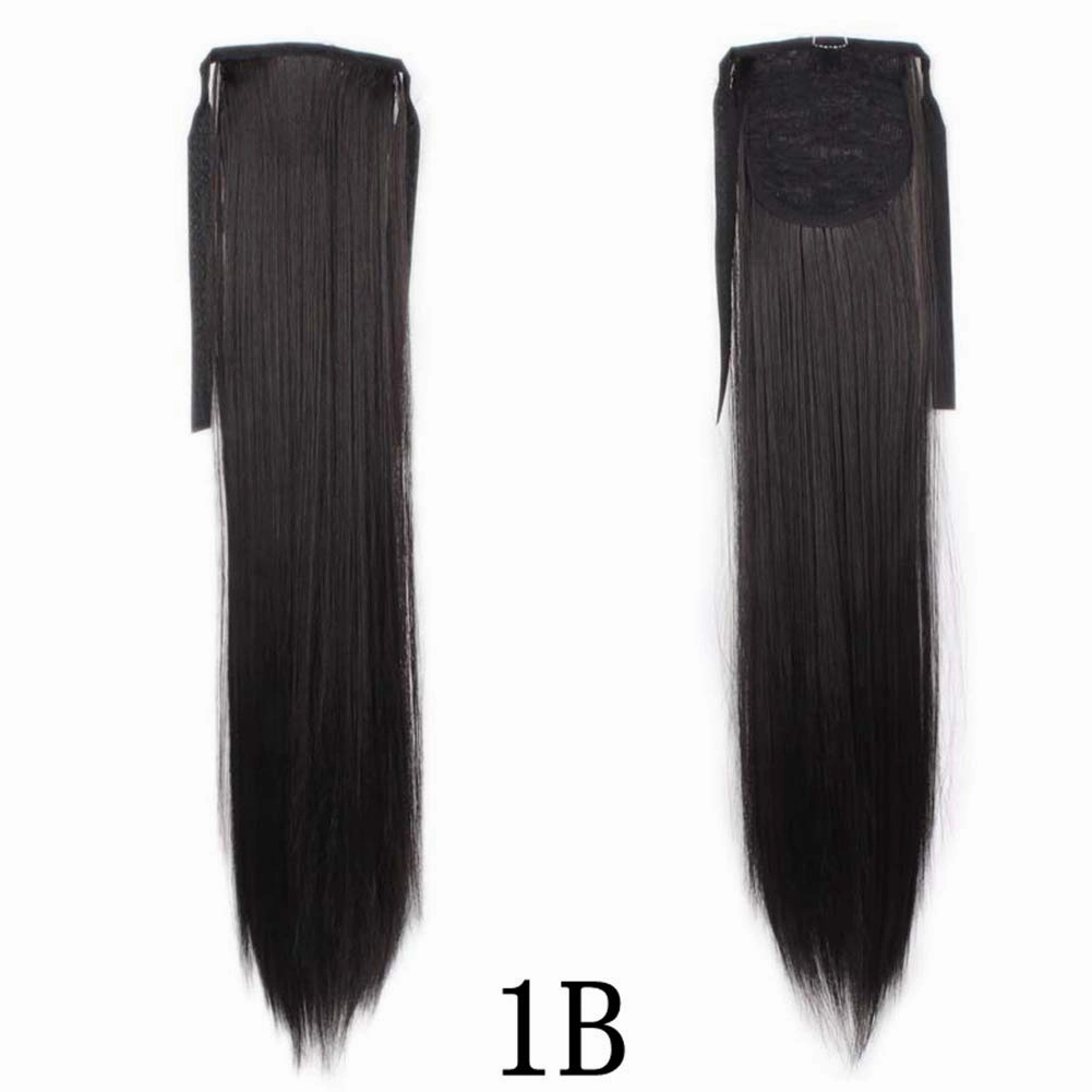 Silk Straight Ombre Long Hair Pony Tail Extension Fake Tie up Ponytail/Chignon Hairpiece 1B# Black