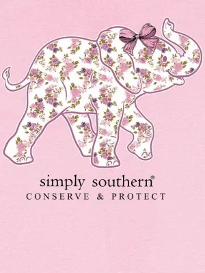 Simply Southern Elephant with Floral Patchwork Conserve & Protect Youth T-Shirt