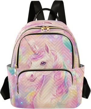 Sinestour Balloon Unicorn Pink Women Backpack Purse Large Capacity Casual Daypack Leather Handle Ladies Travel Work Backpack