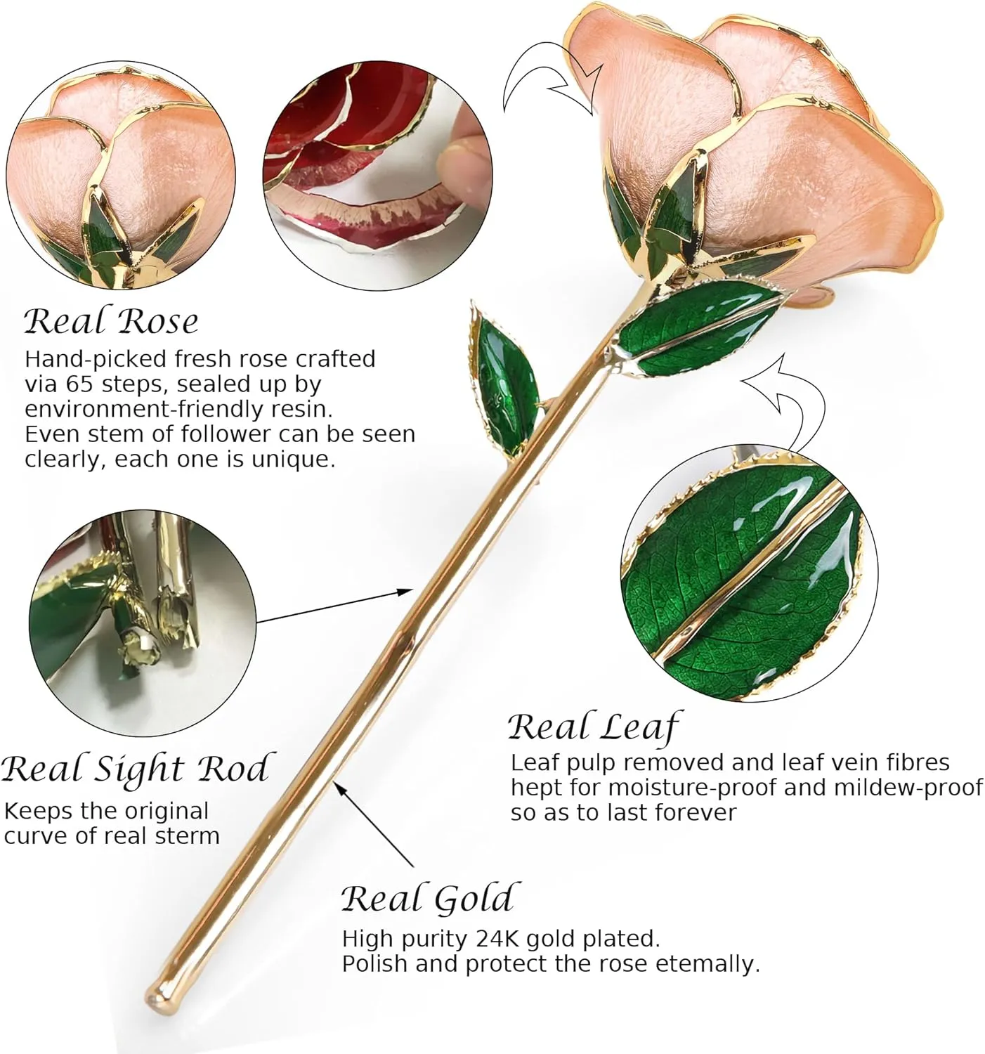 Sinvitron Gold Dipped Infinity Rose - Eternal Resin-Preserved Rose | Forever Flower Decor for Birthdays, Mother’s Day, Anniversaries | Unique Gift for Women, Mom, Wife (Pink)