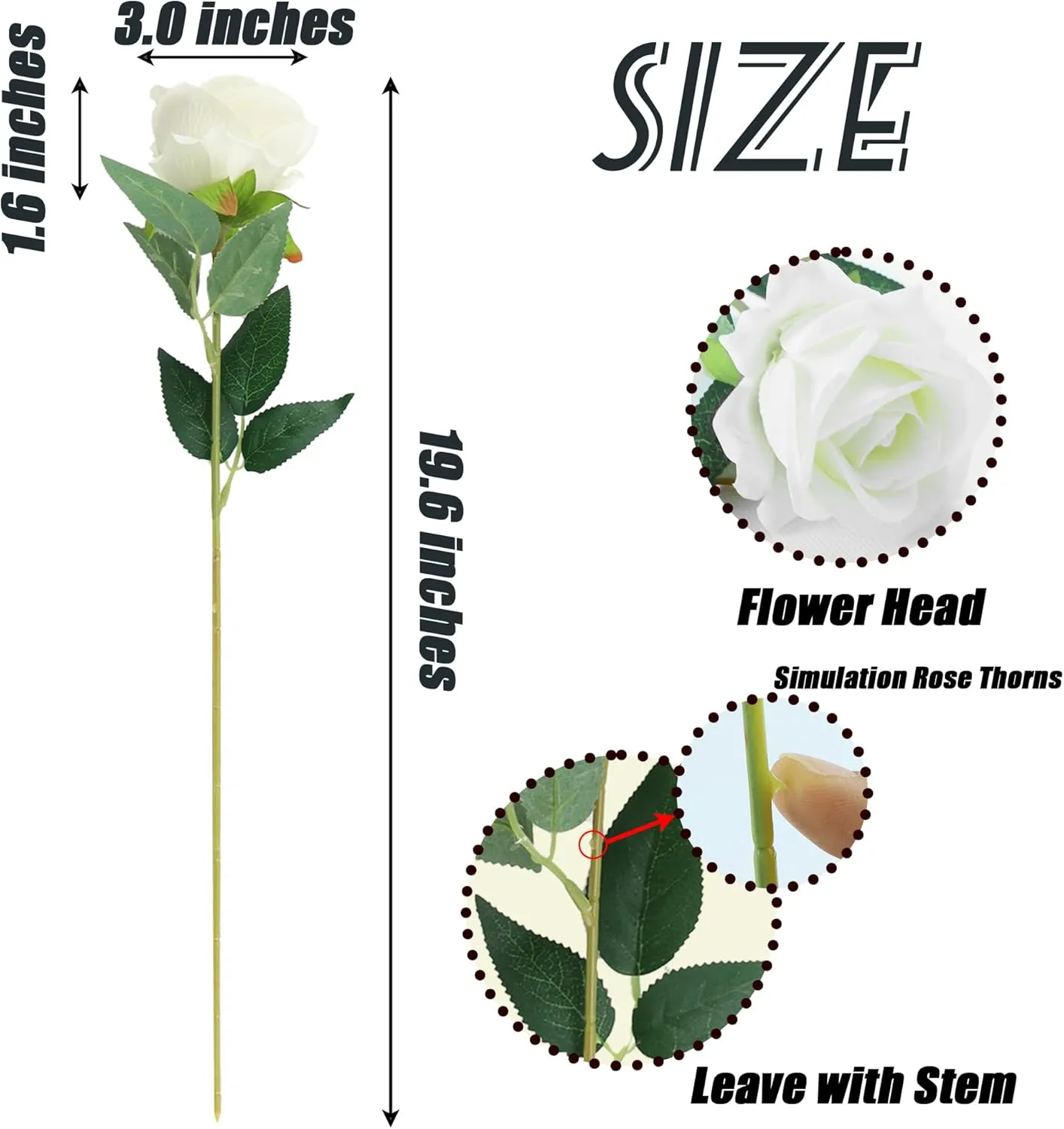 SITUMEIZI 15PCS White Artificial Roses Silk Flowers Fake Roses Realistic Bouquet Long Stem with Gift Box for Mother's Gift Day Home Party Wedding Decorations