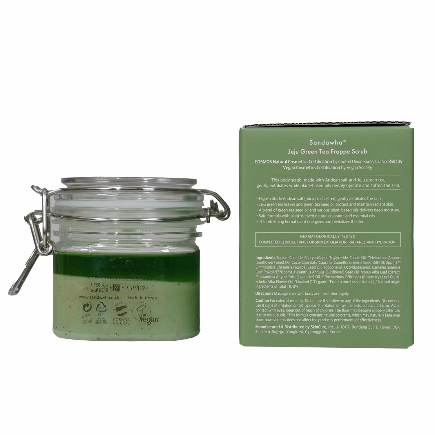 SKINCURE Jeju Body Scrub - Green Tea Frappe Scrub, Green Tea Extract & Himalayan Pink Salt Exfoliates, Hydrates & Nourishes for Radiant Skin, korean skincare