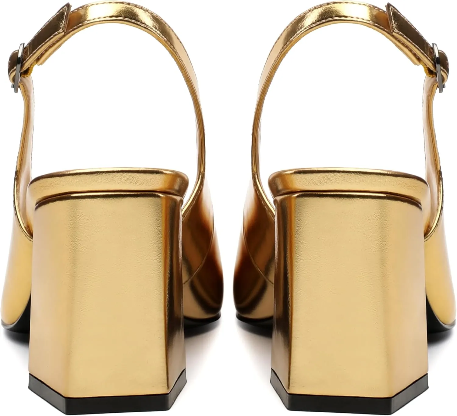 Slingback Heels for Women, Closed Toe Kitten Heels with Adjustable Ankle Strap, Slip On Pumps for Womens Dress Shoes