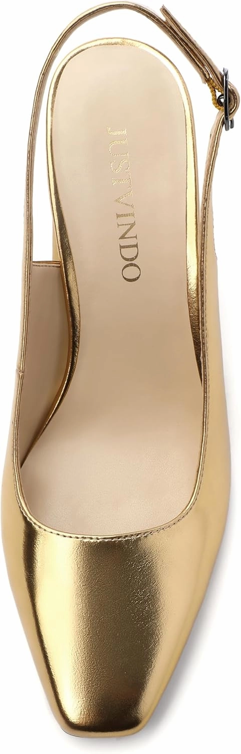 Slingback Heels for Women, Closed Toe Kitten Heels with Adjustable Ankle Strap, Slip On Pumps for Womens Dress Shoes