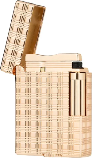 Soft Flame Flint Wheel Butane Gas Refillable Lighter Side Wheel Lighters Gifts for Outdoor Camping Men's Gifts (Gold Checks)