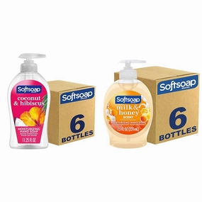 Softsoap Coconut & Hibiscus and Milk & Honey Hand Soap Bundles, Liquid Hand Soap, 11.25 Fl Oz (Pack of 6) and 7.5 Fl Oz (Pack of 6)