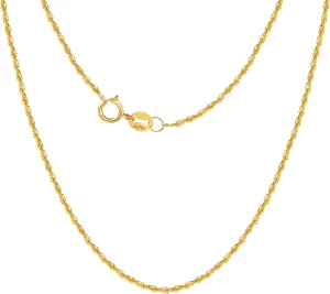 Solid 18K Gold Necklace for Women Dainty Diamond-Cut Thin Braided Rope Chain Necklace with Spring Ring Clasp 1mm Au750 Stamped