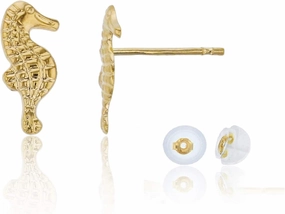 Solid 14K Gold Hypoallergenic Sea Animal Stud Earrings, 14K Gold Fine Jewelry